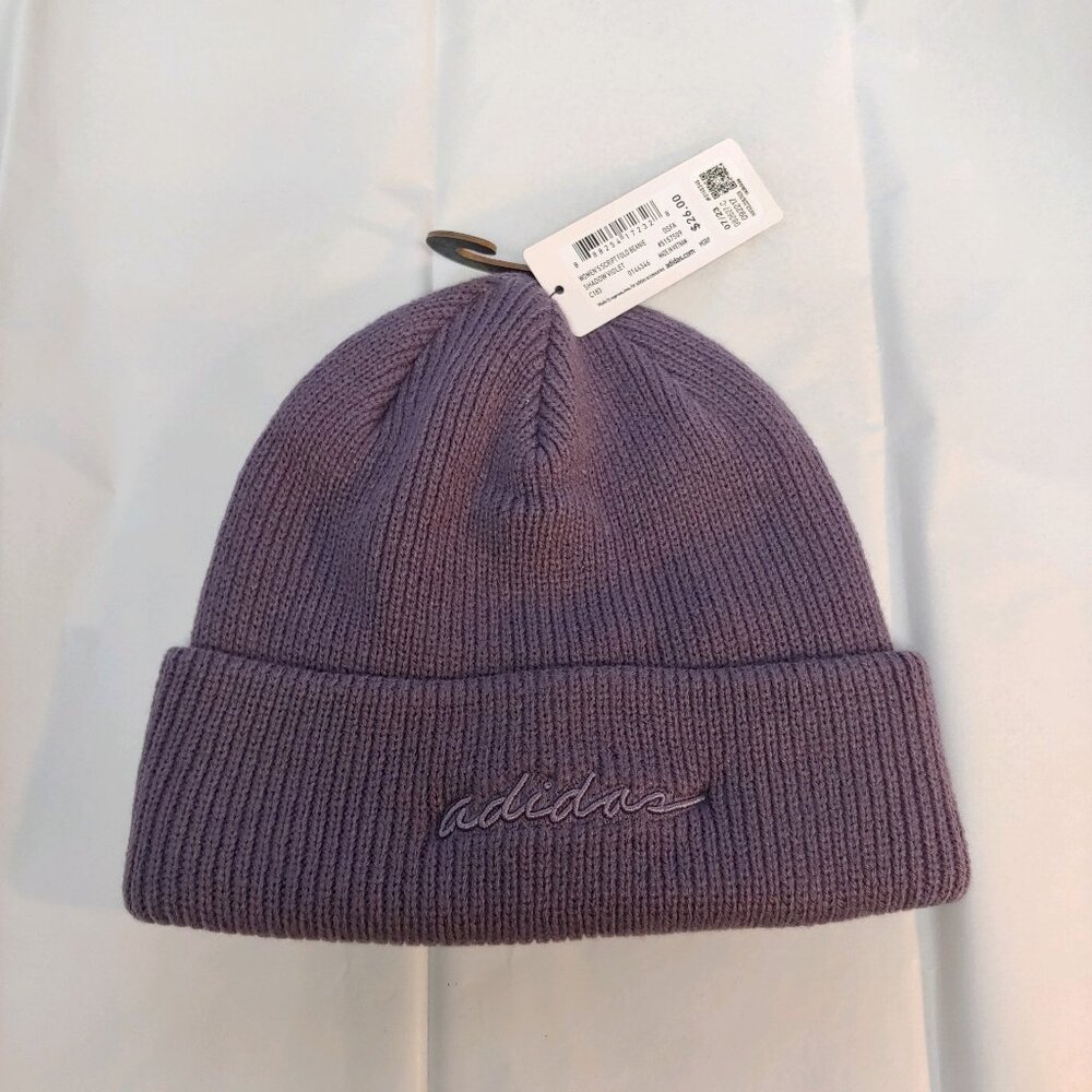 Women's Adidas Script Fold Beanie Hat, OSFA